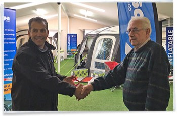 Mark Lawless and Gerald Swinscoe Chairman of Homestead Caravans and Outdoor Leisure Mark Lawless and Gerald Swinscoe Chairman of Homestead Caravans and Outdoor Leisure